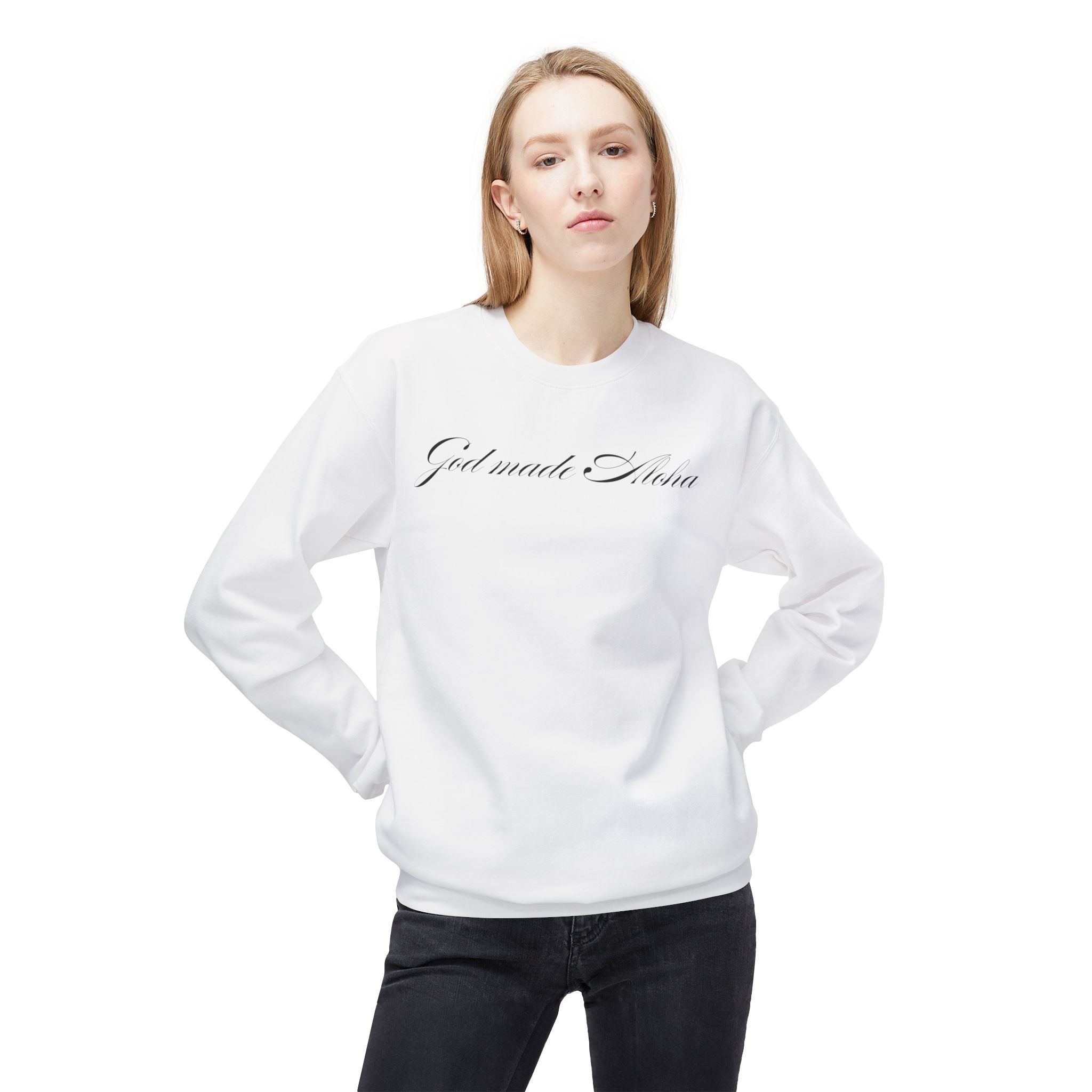 God made Aloha Soft Style Fleece Crewneck Sweatshirt | Christian Faith Apparel | Aloha Street Club Collection | MMLoveBrand