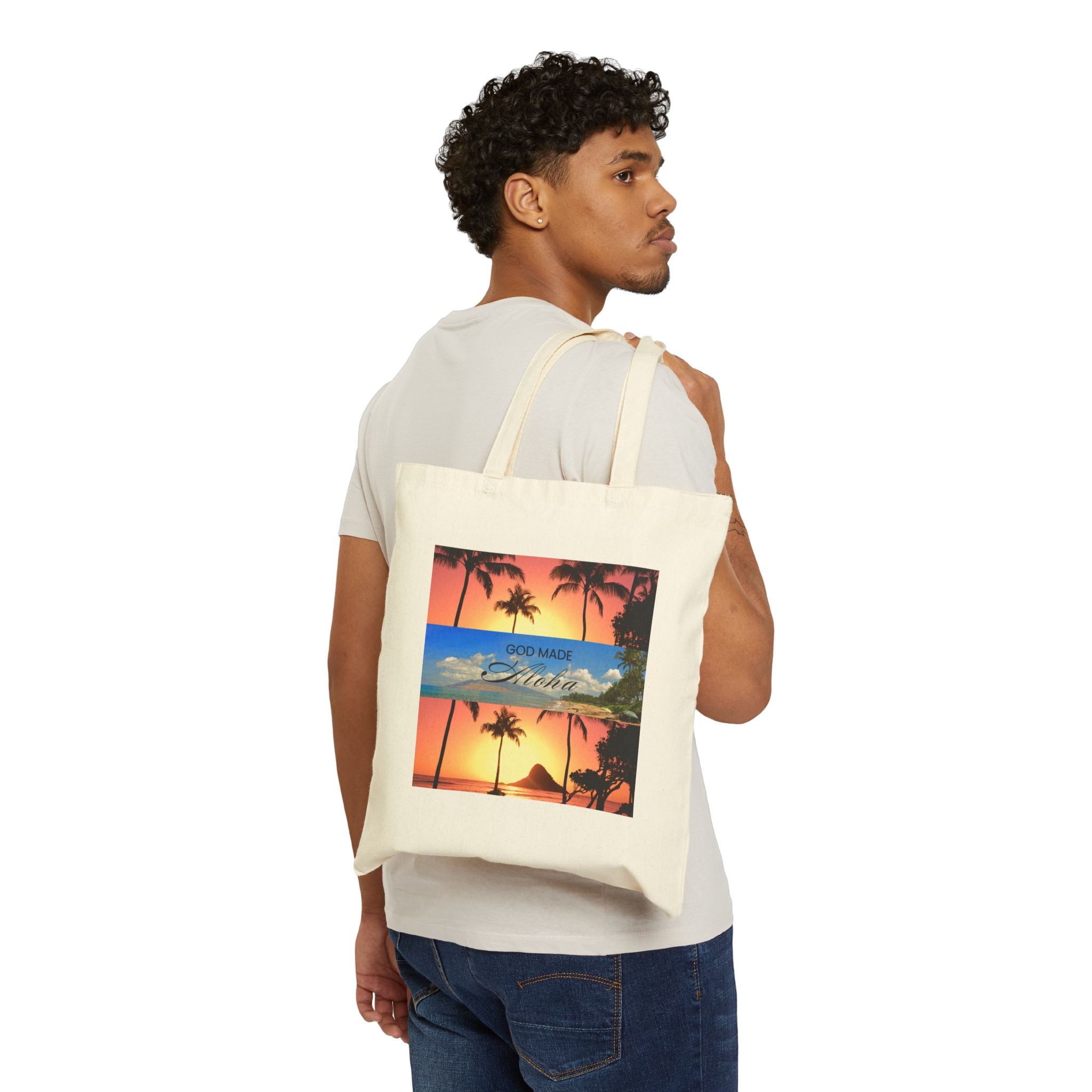 God made Aloha Cotton Canvas Tote Bag | Hawaii Tote Bag | Aloha Street Club Collection | MMLoveBrand