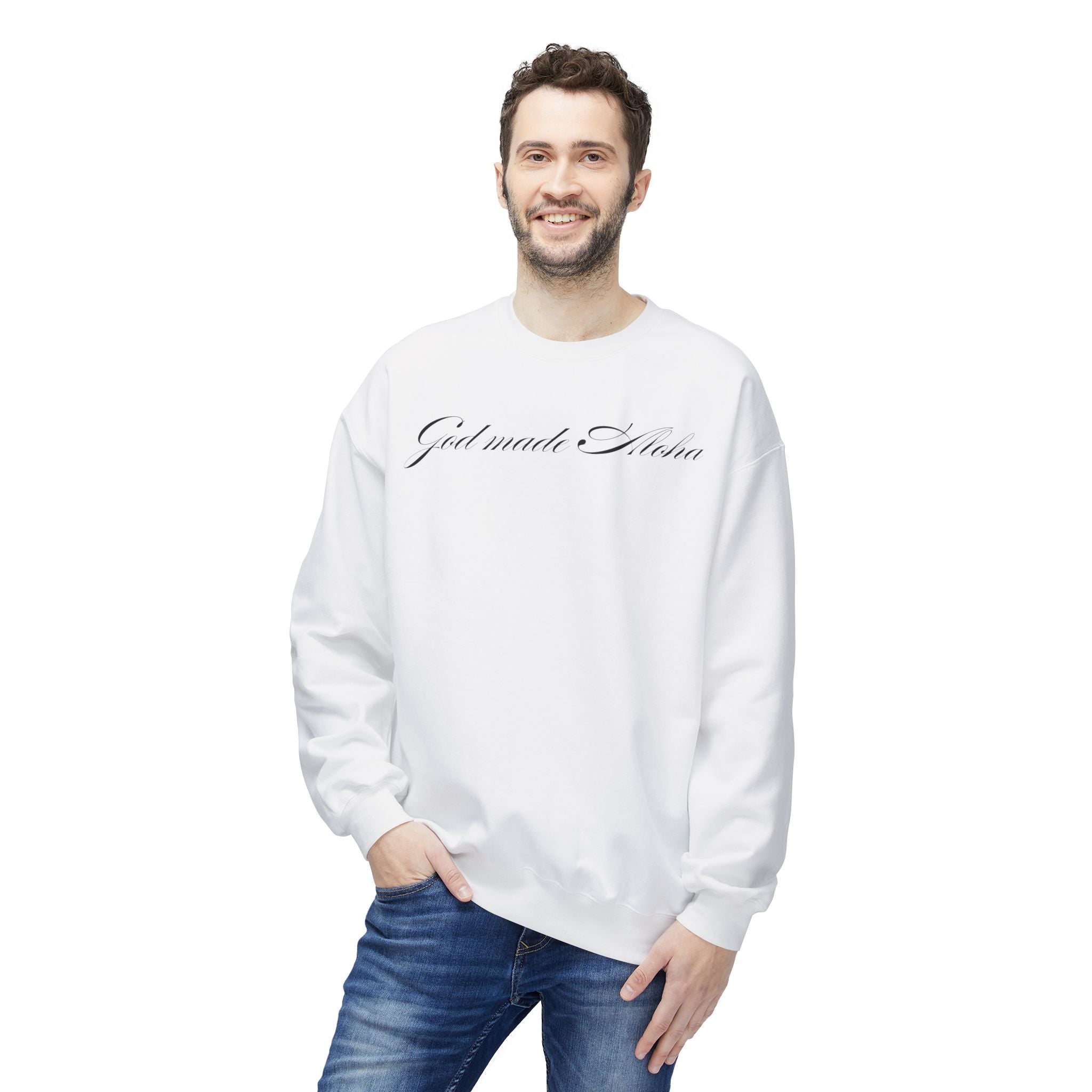 God made Aloha Soft Style Fleece Crewneck Sweatshirt | Christian Faith Apparel | Aloha Street Club Collection | MMLoveBrand