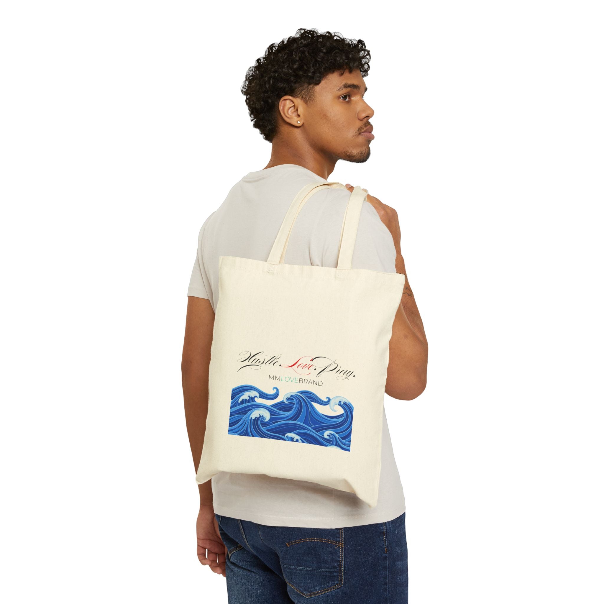 Aloha and Waves Cotton Canvas Tote Bag | Hustle Love Pray | Christian Faith Apparel | Aloha Collection | MMLoveBrand
