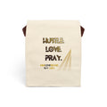 Hustle Love Pray Canvas Lunch Bag with Strap | Christian Faith Apparel | Lunch Bag Collection | MMLoveBrand