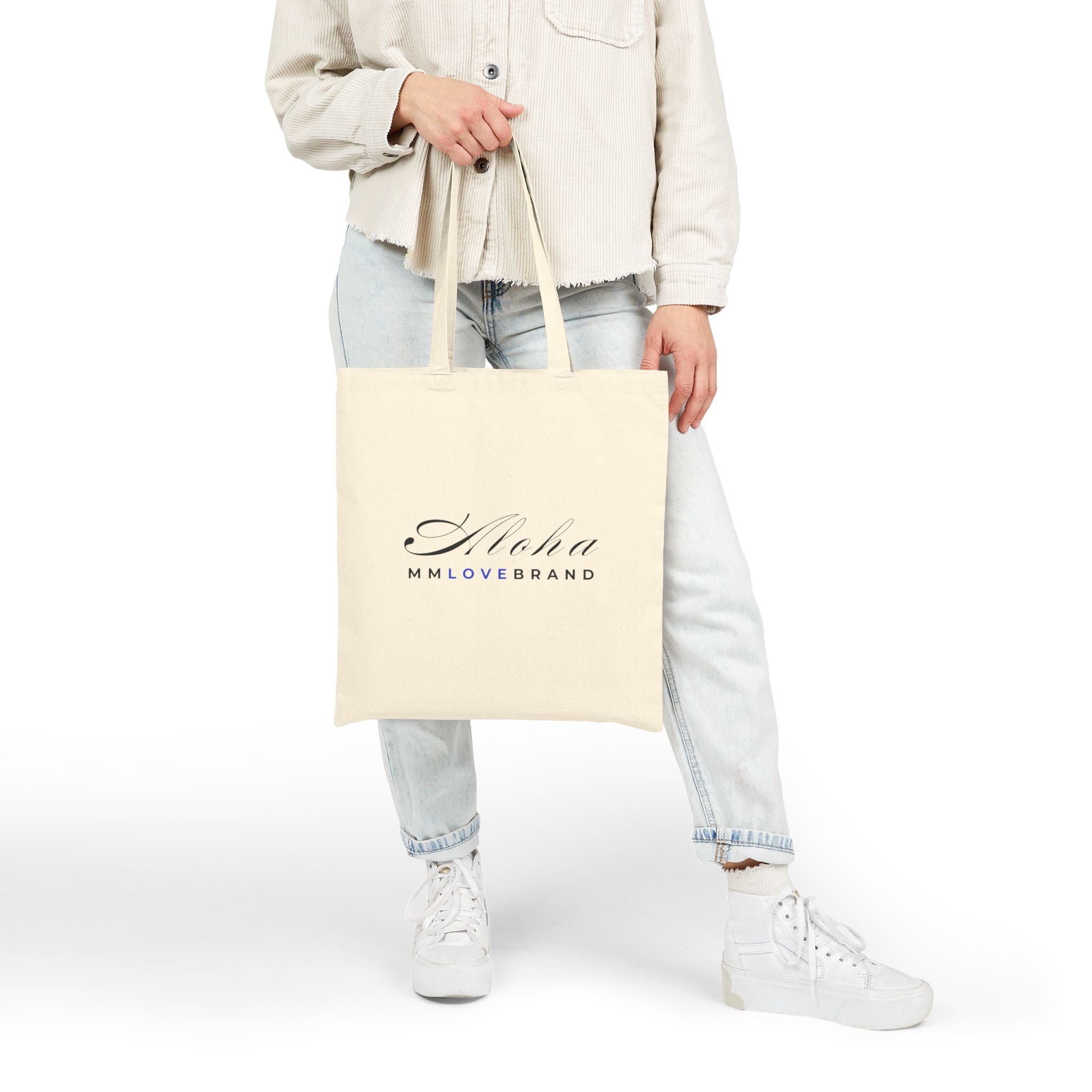 Aloha and Waves Cotton Canvas Tote Bag | Hustle Love Pray | Christian Faith Apparel | Aloha Collection | MMLoveBrand