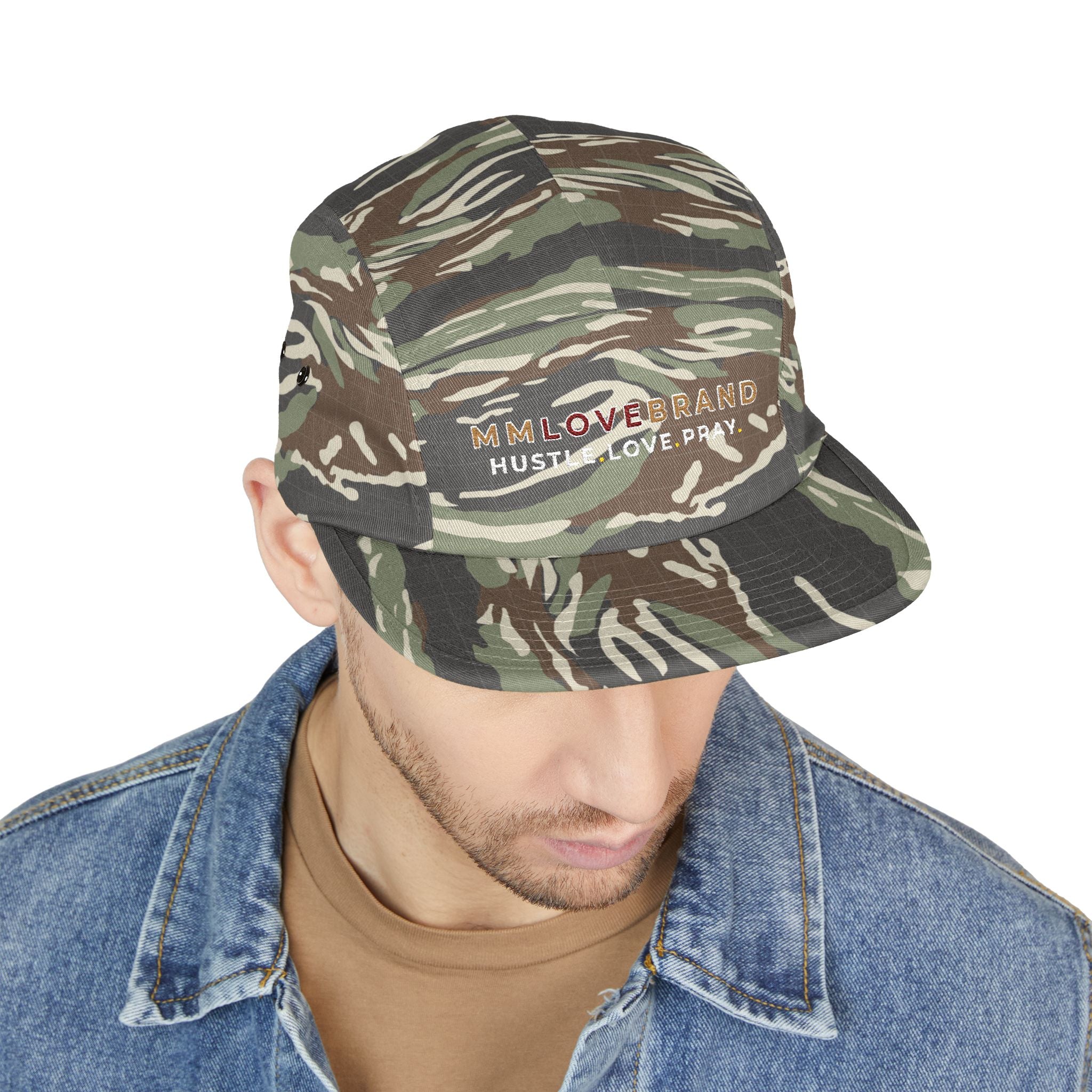 Hustle Love Pray 5 Panel Cap (Embroidery)| Bay Area Vibes & Sports Collection | Don't Give Up Collection | MMLoveBrand