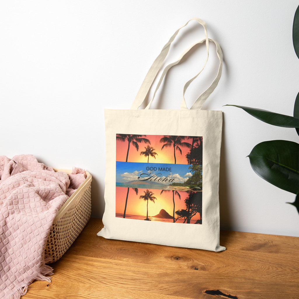God made Aloha Cotton Canvas Tote Bag | Hawaii Tote Bag | Aloha Street Club Collection | MMLoveBrand