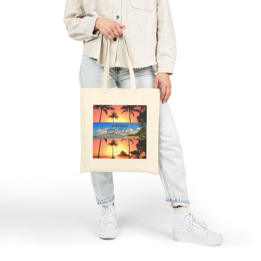 God made Aloha Cotton Canvas Tote Bag | Hawaii Tote Bag | Aloha Street Club Collection | MMLoveBrand