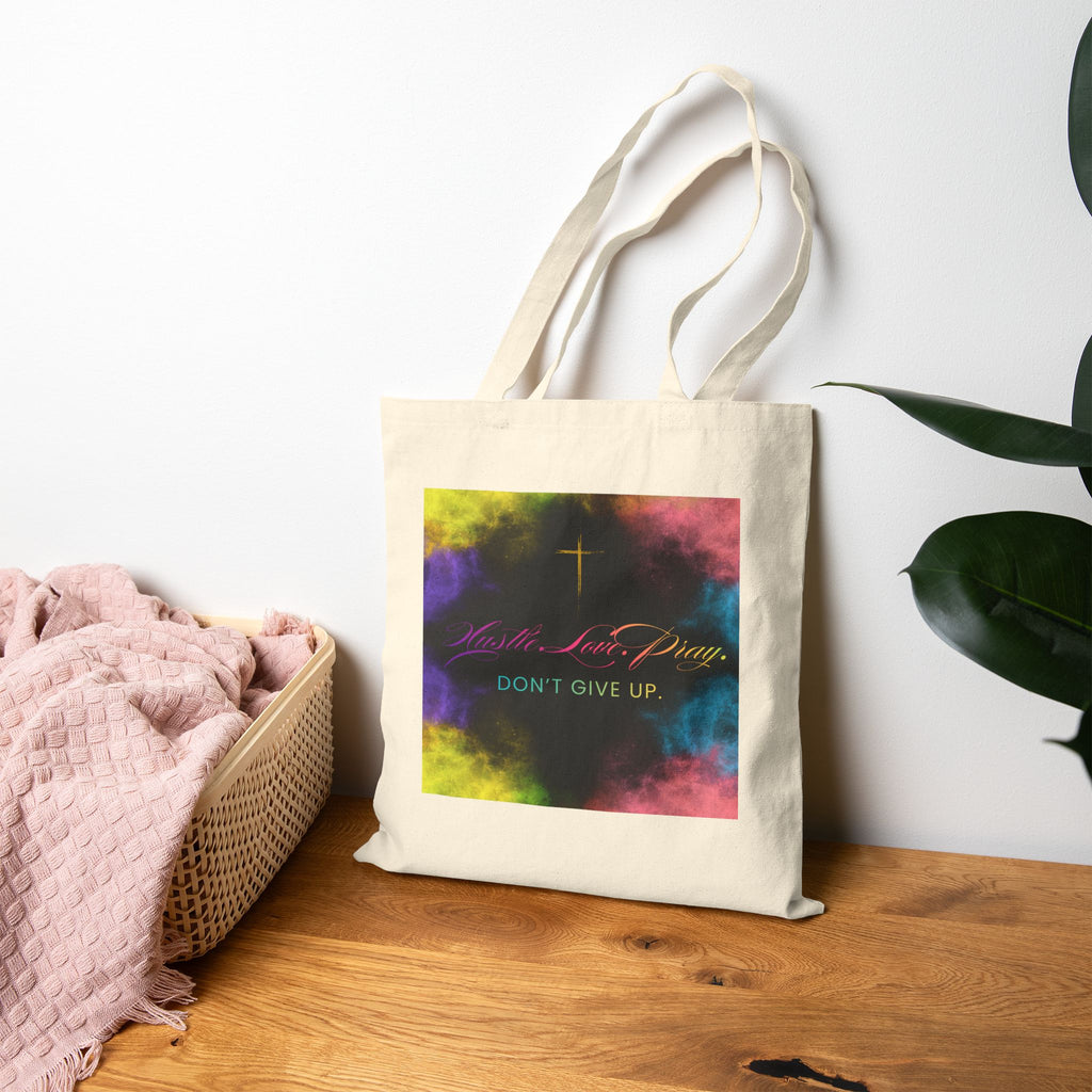 Mission in the Midnight Sky Cotton Canvas Tote Bag | Christian Faith Collection | Hustle Love Pray | Don't Give Up Collection | MMLoveBrand