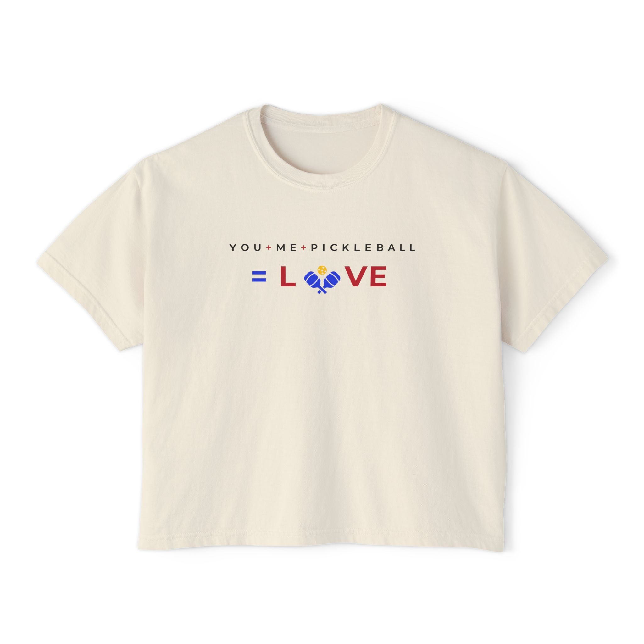 You + Me + Pickleball Women's Boxy Tee | Pickleball Swag | Pickleball Crop Top Pickleballer Collection | Bay Area Vibes & Sports Collection | MMLoveBrand