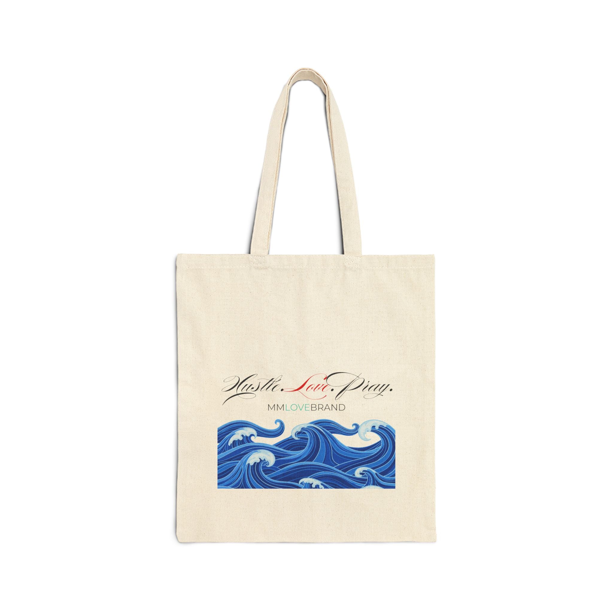 Aloha and Waves Cotton Canvas Tote Bag | Hustle Love Pray | Christian Faith Apparel | Aloha Collection | MMLoveBrand