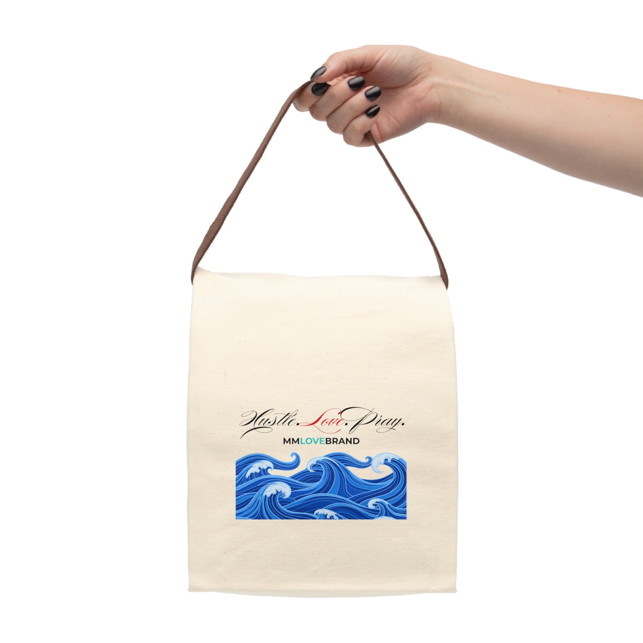Hustle. Love. Pray. Canvas Lunch Bag With Strap | Aloha Collection | MMLoveBrand