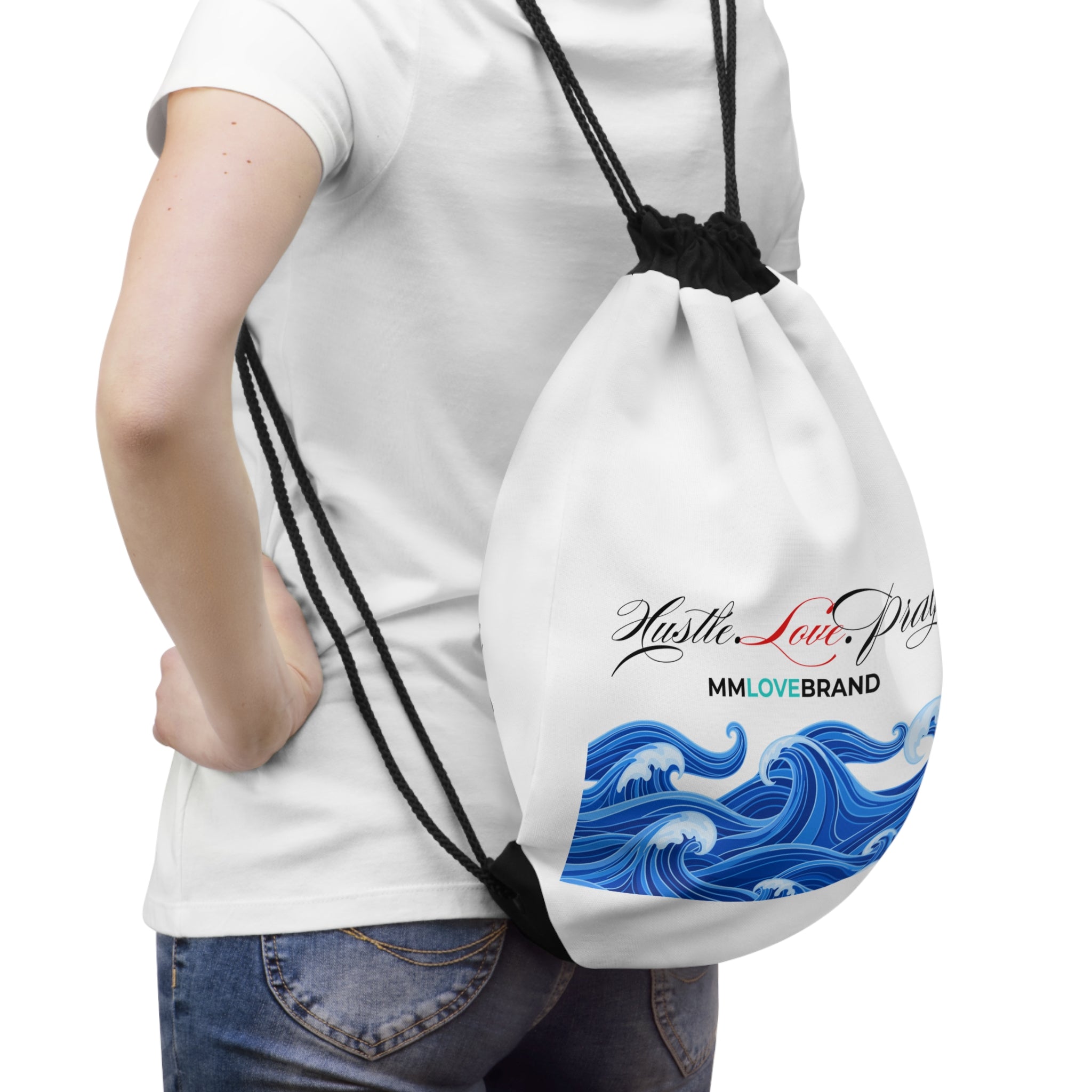 Aloha and Waves Drawstring Bag | Christian Faith Apparel | Aloha Prayer Bag | Hustle Love Pray | Aloha Street Club Collection | MMLoveBrand