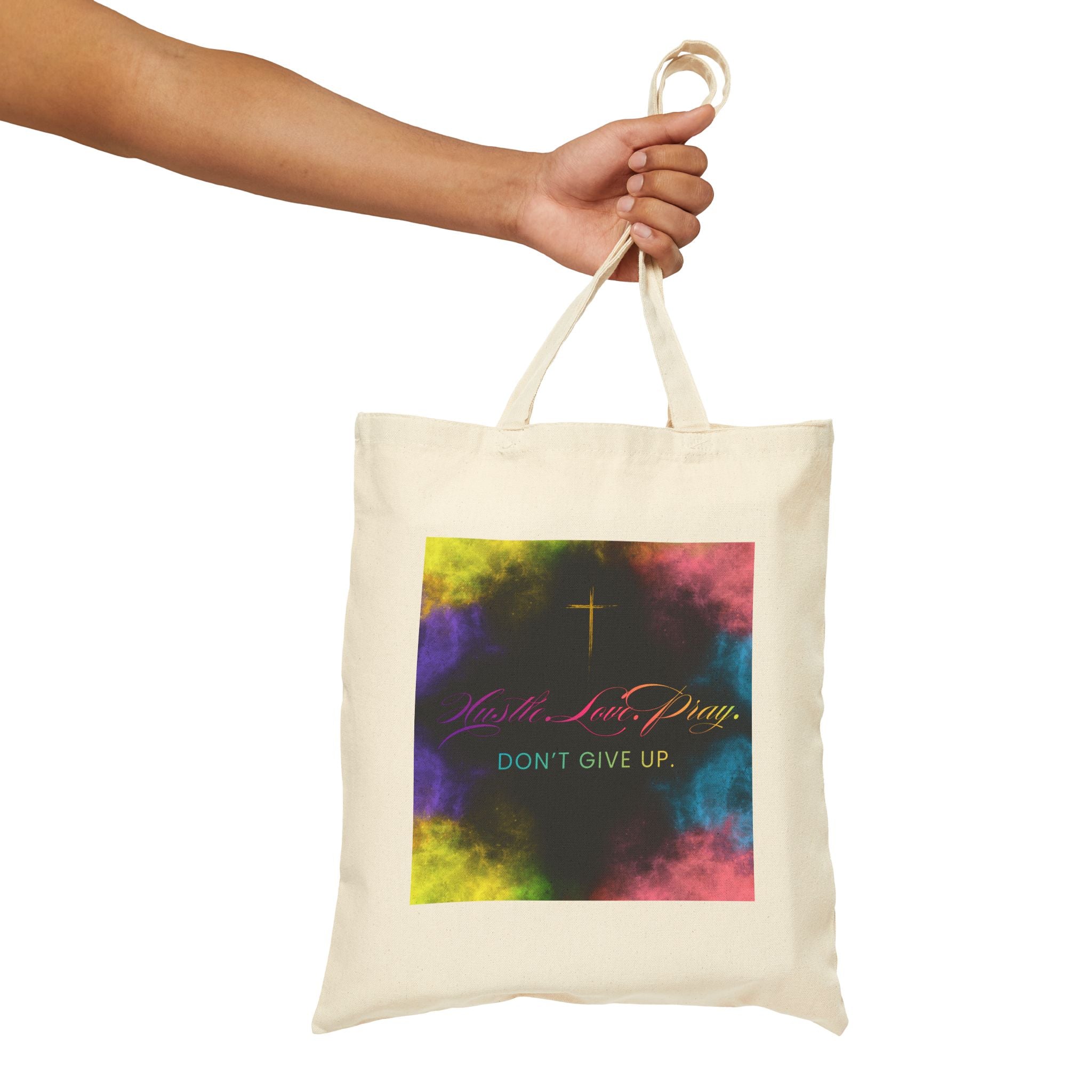 Mission in the Midnight Sky Cotton Canvas Tote Bag | Christian Faith Collection | Hustle Love Pray | Don't Give Up Collection | MMLoveBrand
