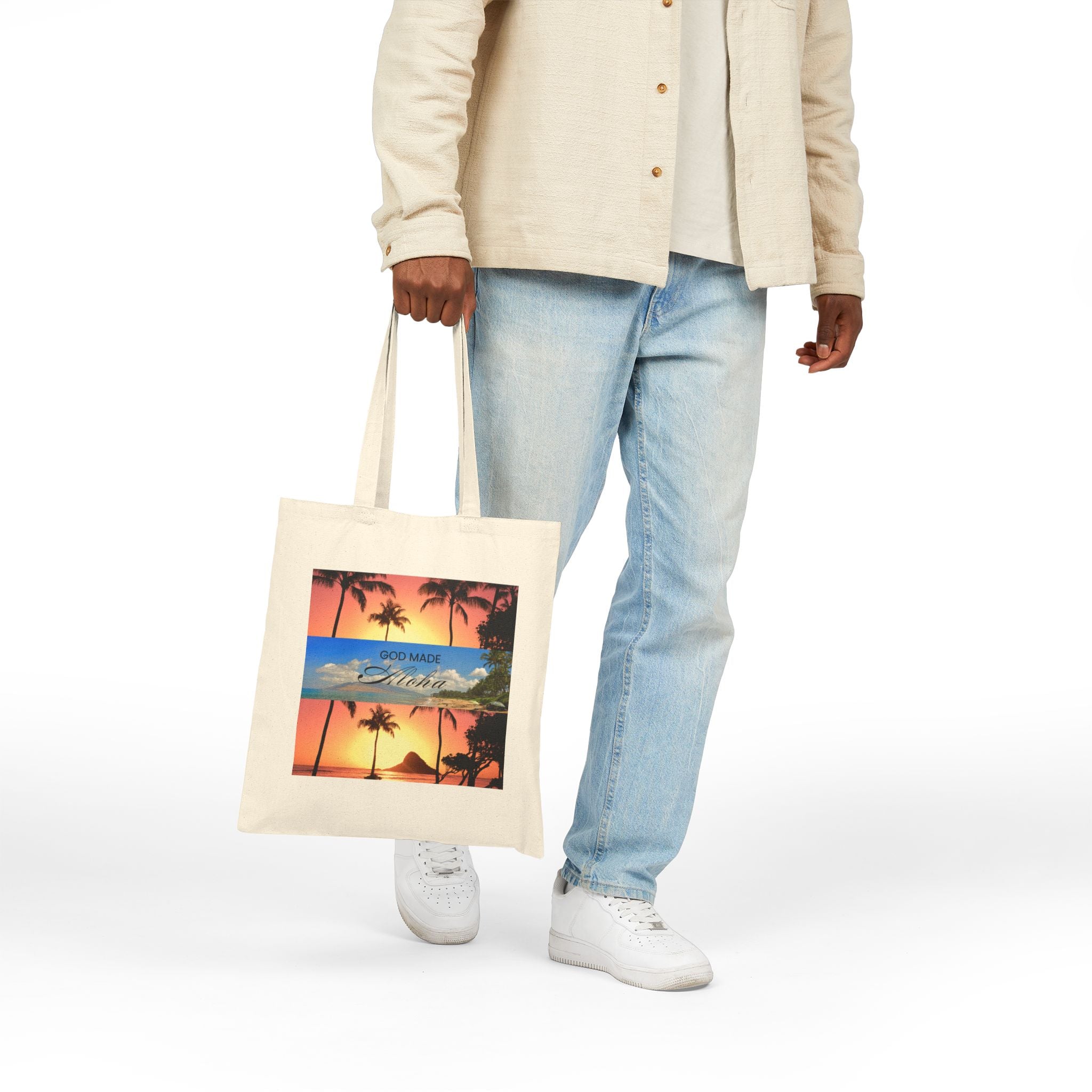 God made Aloha Cotton Canvas Tote Bag | Hawaii Tote Bag | Aloha Street Club Collection | MMLoveBrand