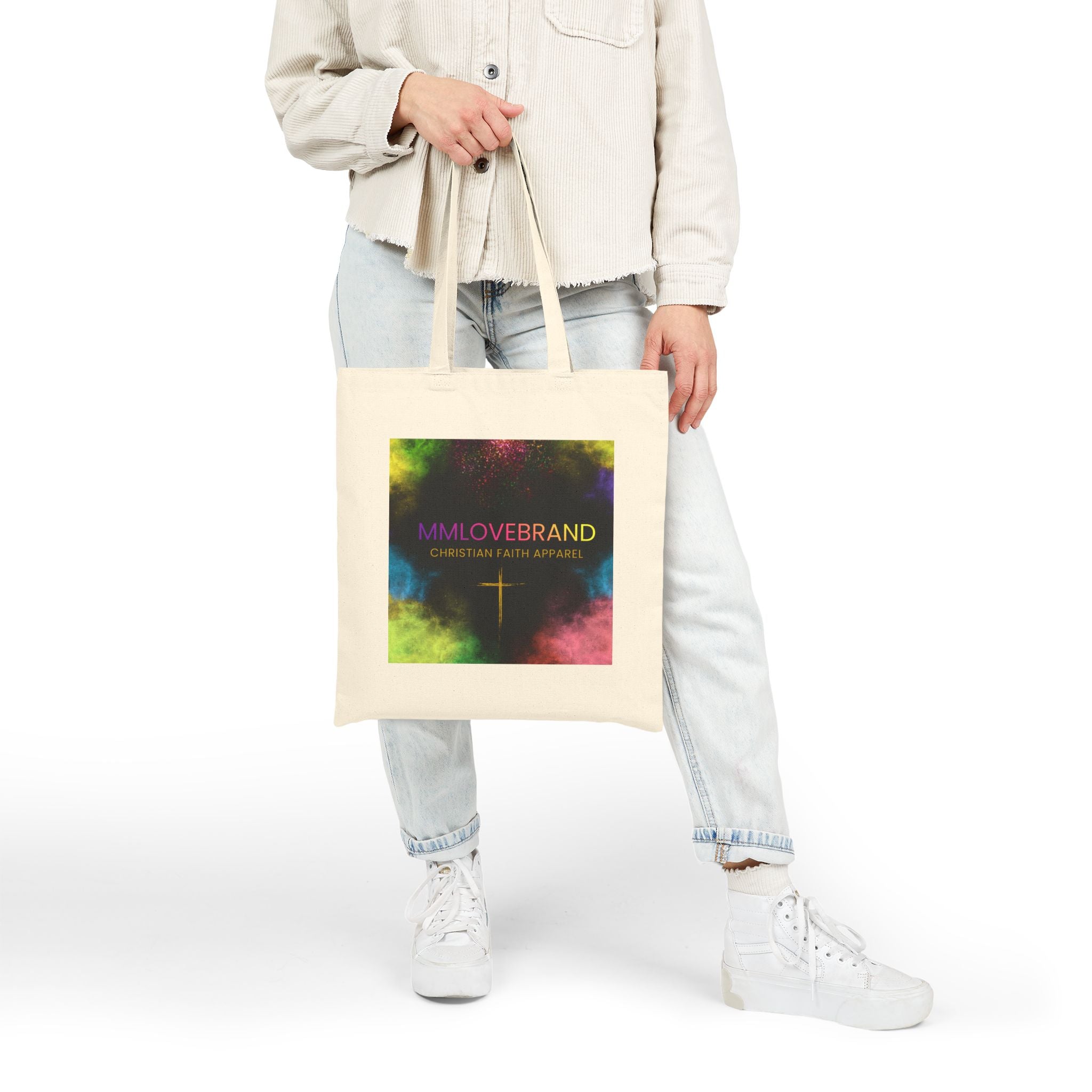 Mission in the Midnight Sky Cotton Canvas Tote Bag | Christian Faith Collection | Hustle Love Pray | Don't Give Up Collection | MMLoveBrand