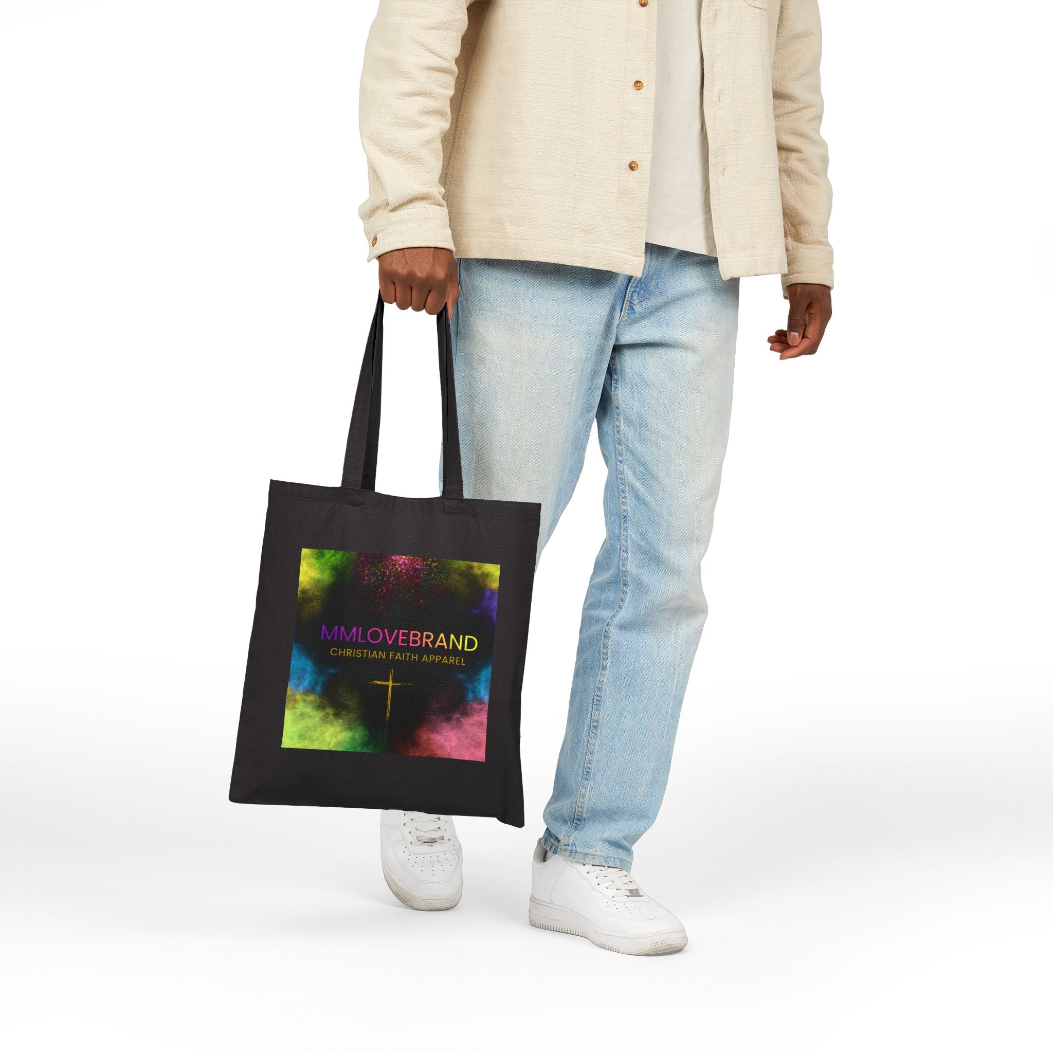 Mission in the Midnight Sky Cotton Canvas Tote Bag | Christian Faith Collection | Hustle Love Pray | Don't Give Up Collection | MMLoveBrand