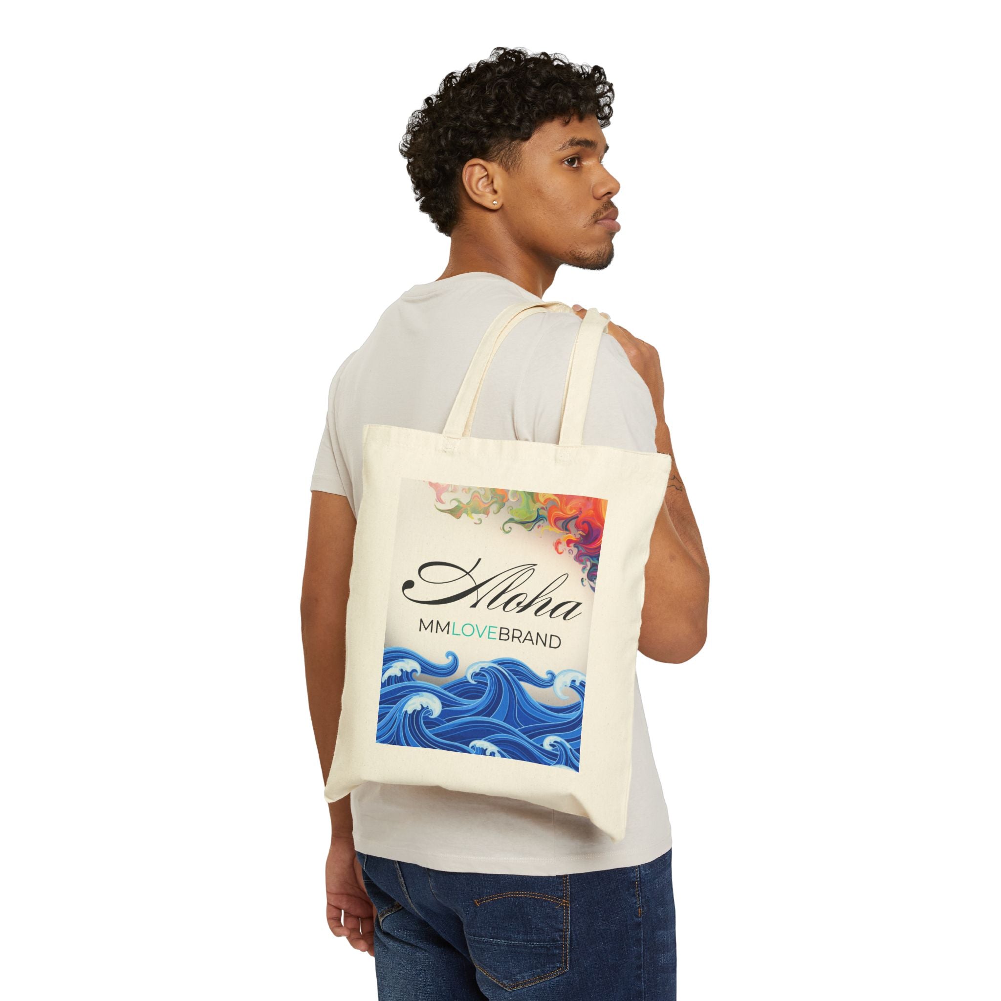 Aloha Cotton Canvas Tote Bag | Ke Aloha Ana 'Ole Tote Bag | Hawaiian Tote Bag | Aloha Street Club Collection | MMLoveBrand