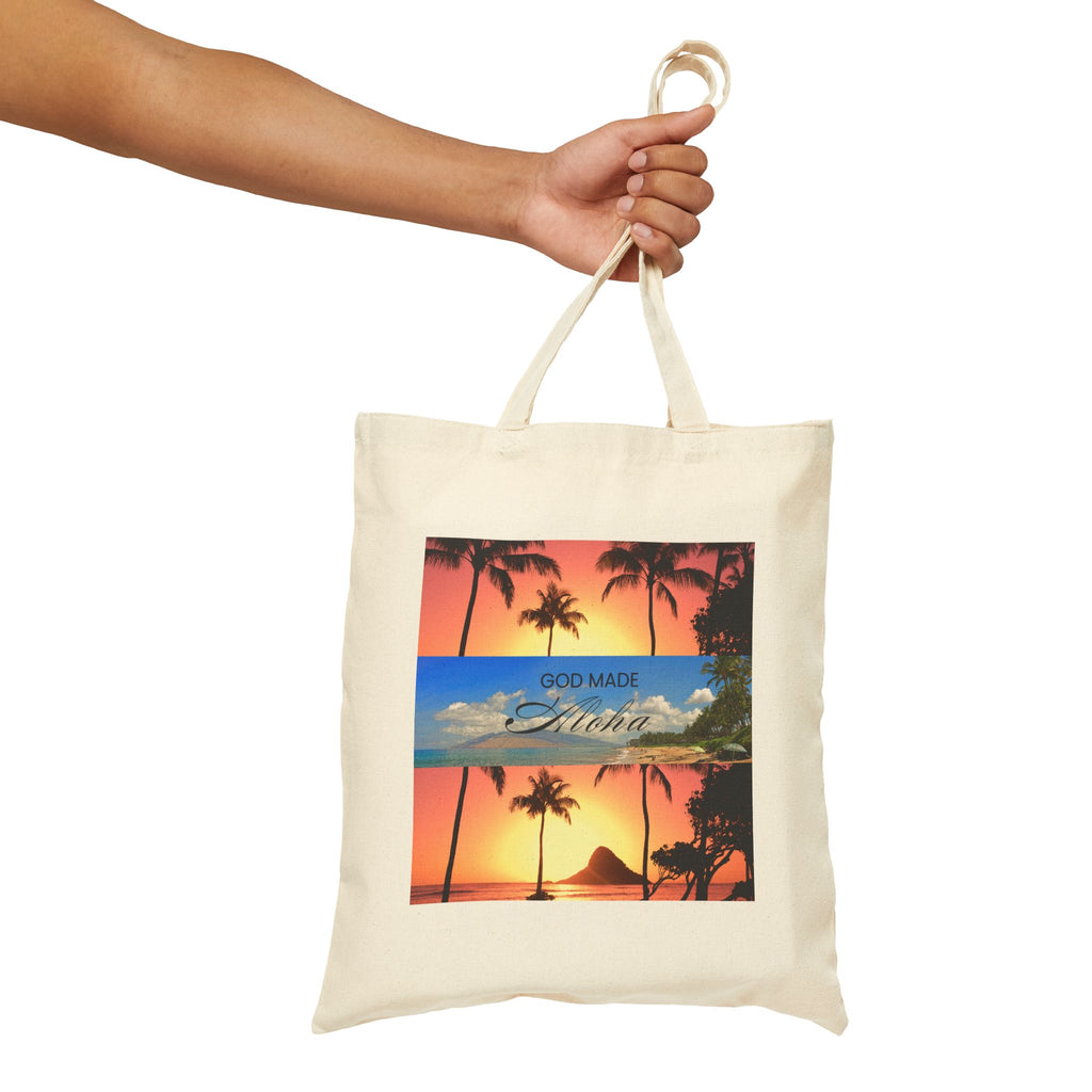 God made Aloha Cotton Canvas Tote Bag | Hawaii Tote Bag | Aloha Street Club Collection | MMLoveBrand