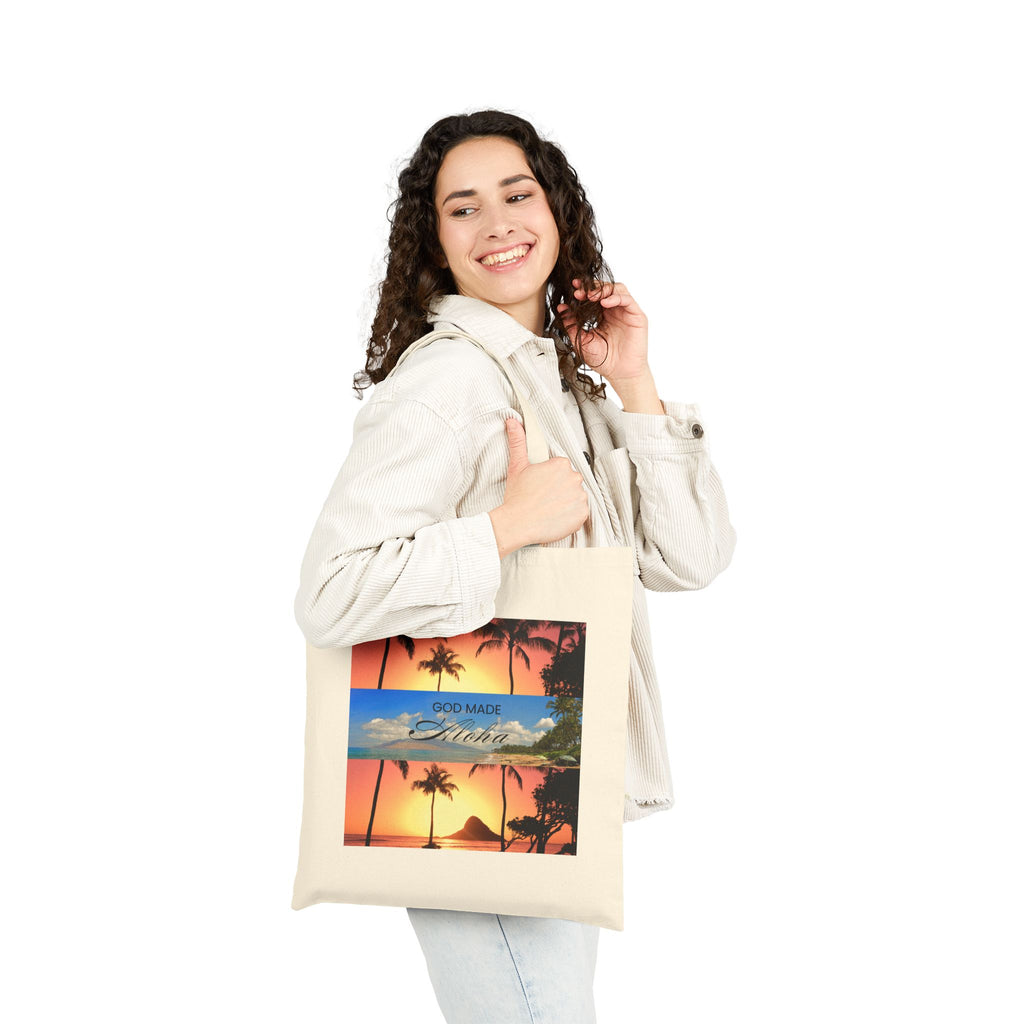 God made Aloha Cotton Canvas Tote Bag | Hawaii Tote Bag | Aloha Street Club Collection | MMLoveBrand
