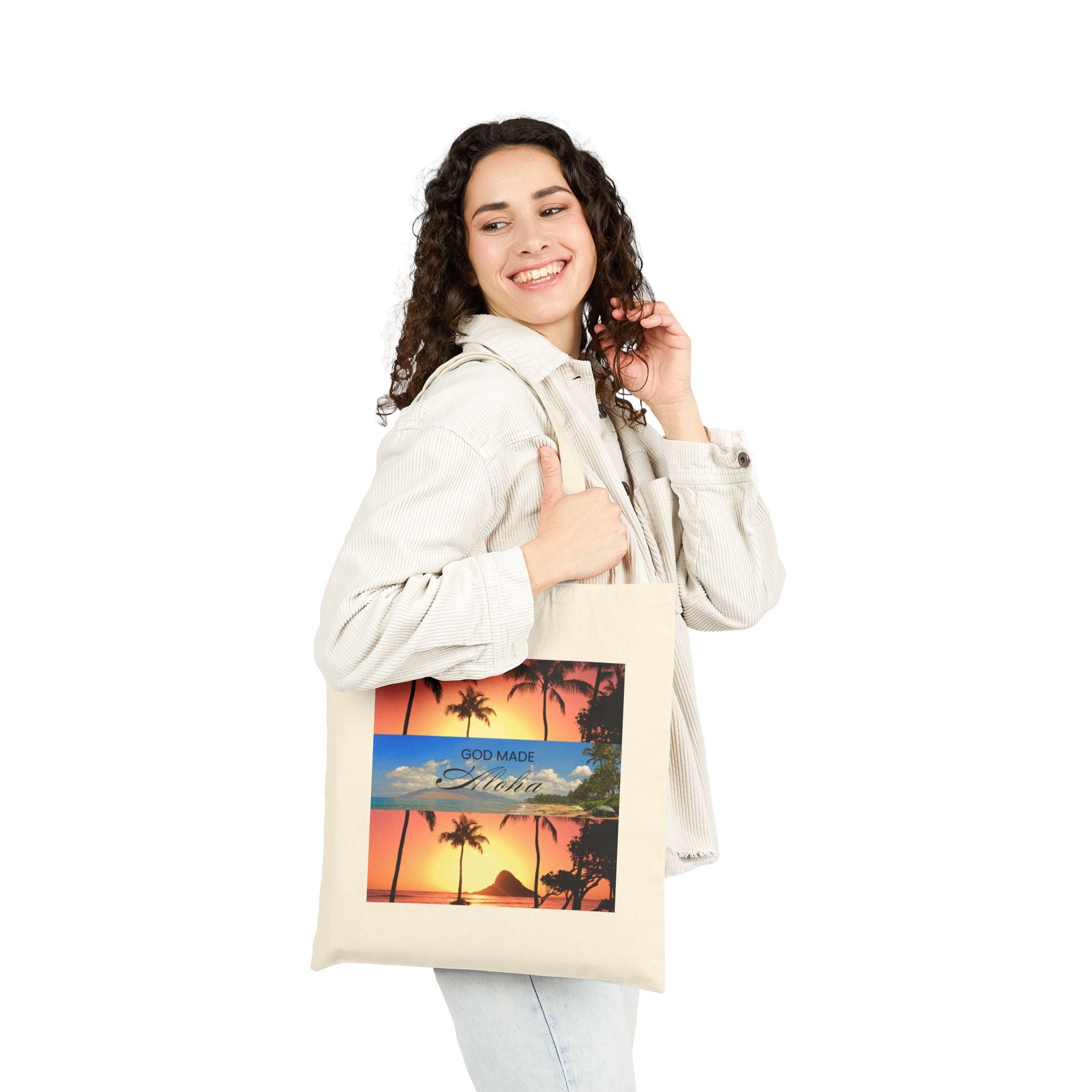 God made Aloha Cotton Canvas Tote Bag | Hawaii Tote Bag | Aloha Street Club Collection | MMLoveBrand